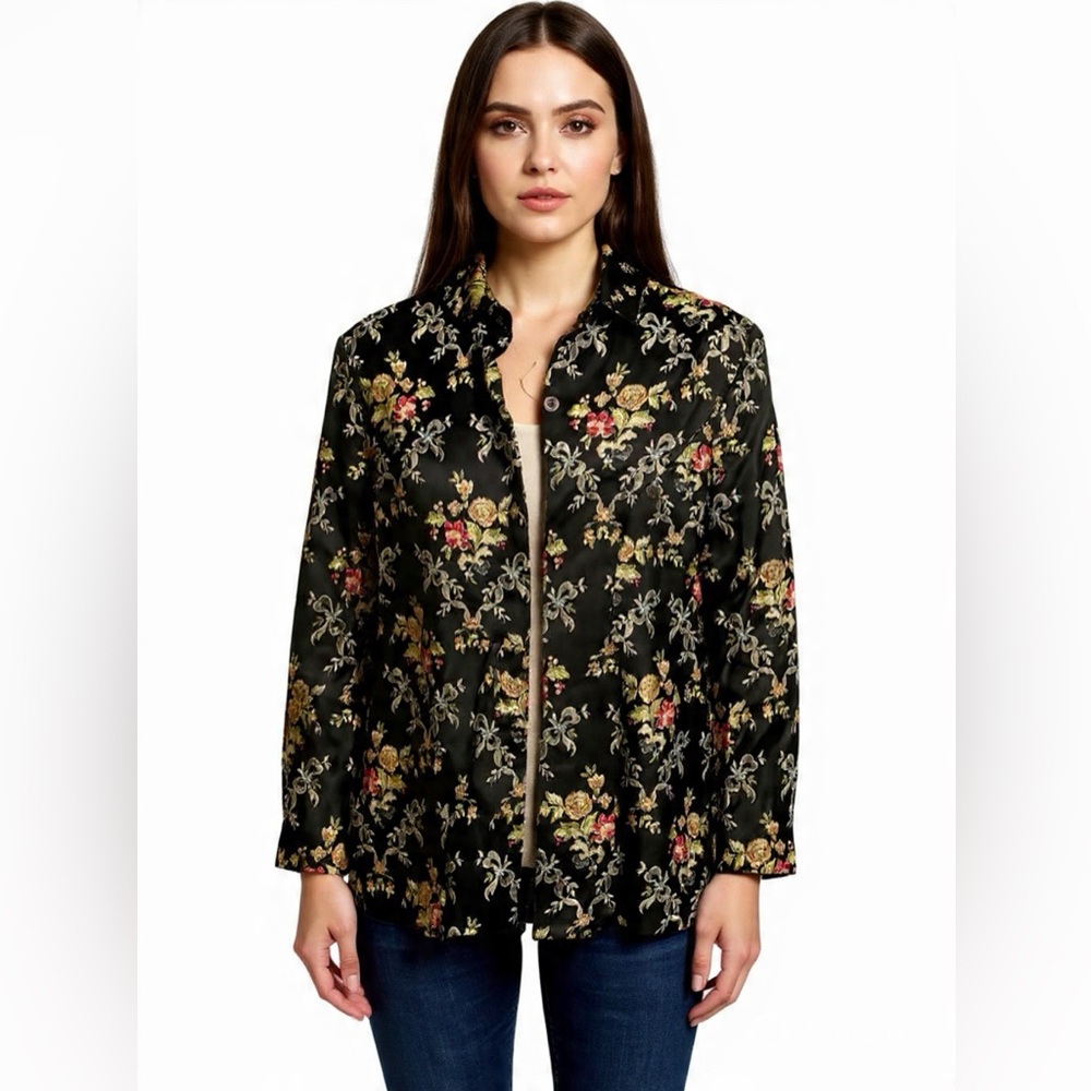 Rare Vintage Scruffs Black Brocade Blazer